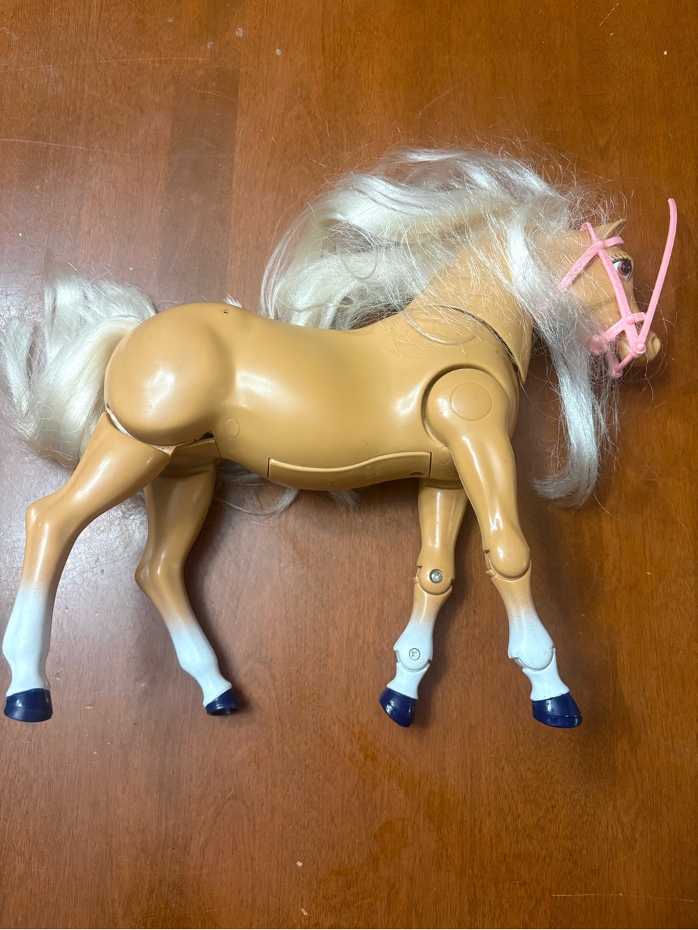Blonde-Maned Tan Play Horse with Pink Bridle